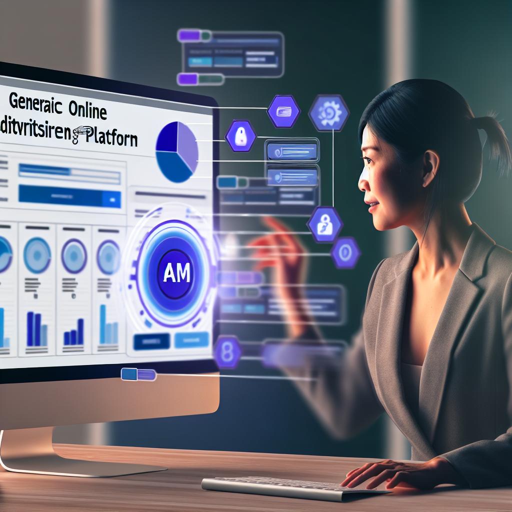 A person confidently navigating through the Google Ads login process on a computer screen, surrounded by various digital marketing tools and analytics.